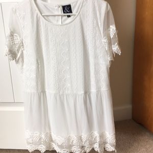 Dreamy white, embroidered, peplum blouse